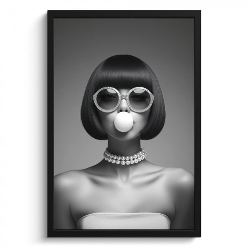 Cadre Photo - Femme - Noir et blanc - Collier - Lunettes de soleil