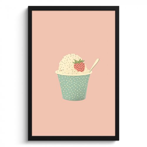 Cadre Photo - Plateau - Glace - Fraise - Rose