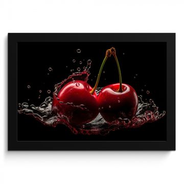Cadre Photo - Cerise - Rouge - Fruit - Eau - Noir