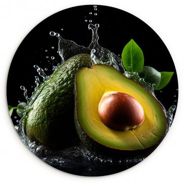 Tableau rond - Avocat - Légume - Feuille - Eau - Noir - Vert