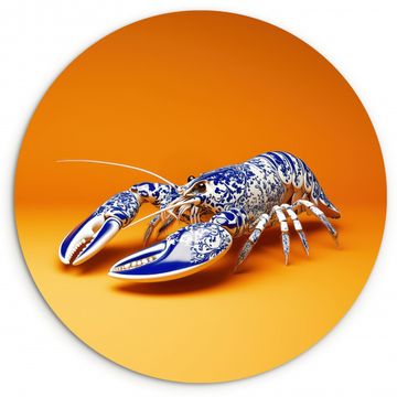 Tableau rond - Homard - Bleu de Delft - Bouclier - Dur - Orange