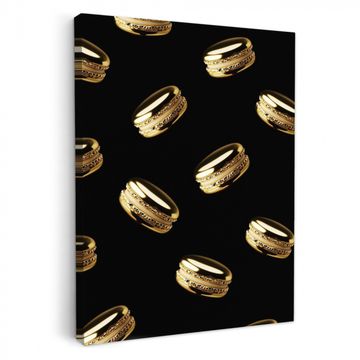 Tableau sur toile - Macarons - Motif - Or - Noir