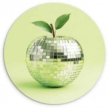 Tableau rond - Vert - Disco - Décoration - Pomme