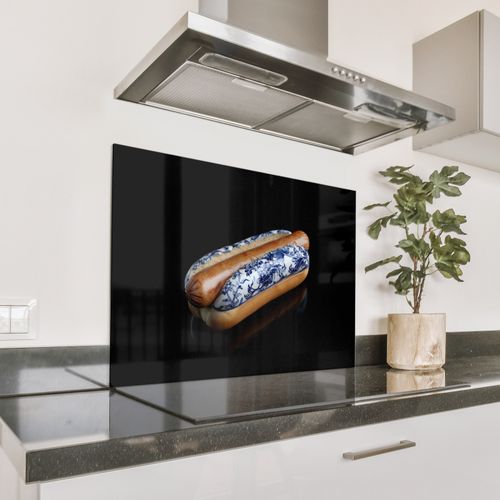 Fond de hotte - Hot dog - Porcelaine - Bleu de Delft - Aliments