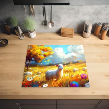 Protection plaque induction - Mouton - Prairie - Fleurs