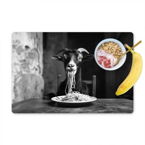 Sets de table - Chèvre - Assiette - Spaghetti - Noir et blanc