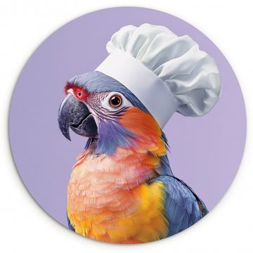 Tableau rond - Perroquet - Chapeau de cuisinier - Violet - Mignon