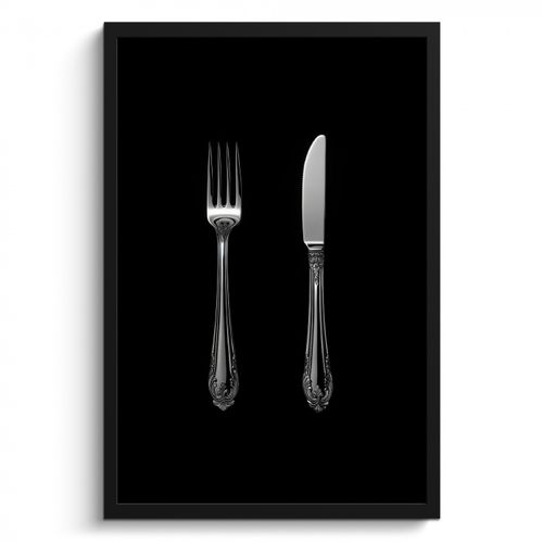 Cadre Photo - Fourchette - Couteau - Argent