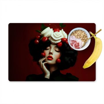 Sets de table - Femme - Cerises - Crème fouettée