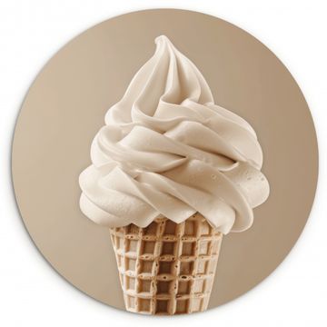Tableau rond - Glace - Glace à l'italienne - Crème - Corne - Beige