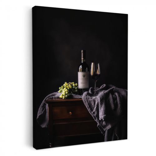 Tableau sur toile - Raisins - Vin - Rouge - Table