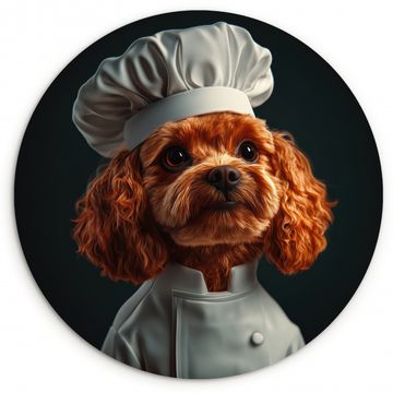 Tableau rond - Brun - Cuisinier - Chien