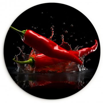 Tableau rond - Poivre - Rouge - Noir - Eau - Légumes