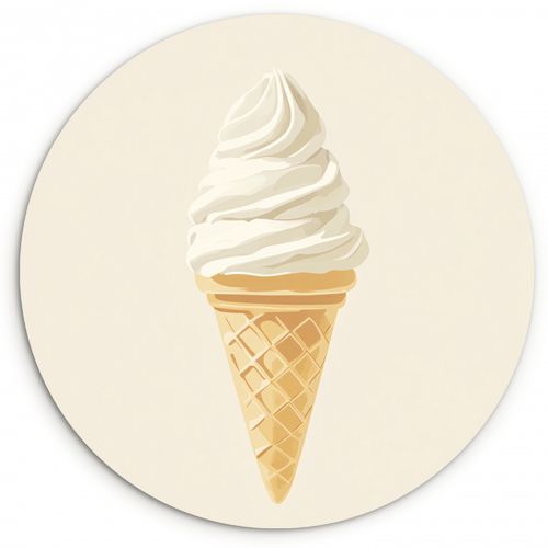 Tableau rond - Cornet de glace - Blanc