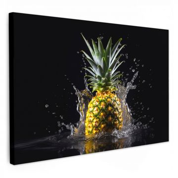 Tableau sur toile - Ananas - Fruit - Eau - Plantes - Noir