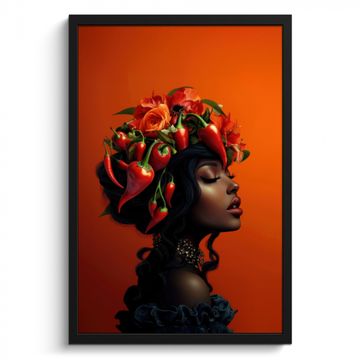 Cadre Photo - Femme - Piments - Fleurs