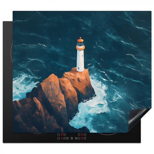 Protection plaque induction - Phare - Rocher - Mer - Vagues