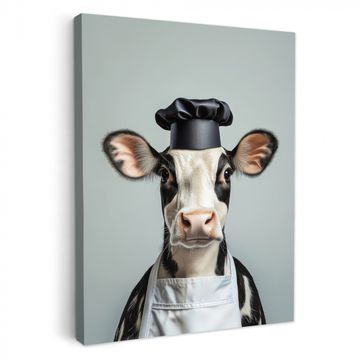 Tableau sur toile - Vache - Noir - Blanc - Cuisinier