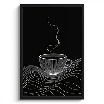 Cadre Photo - Dessin au trait - Tasse à café - Noir