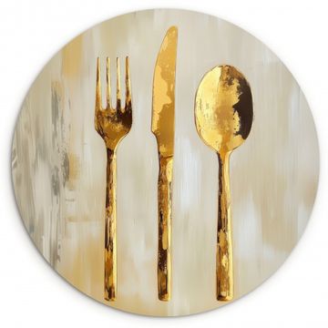 Tableau rond - Peinture - Or - Couverts