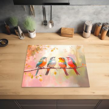 Protection plaque induction - Oiseaux - Coloré - Branche