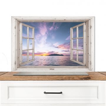 Fond de hotte - Fenêtre avec vue sur le coucher de soleil