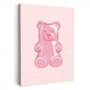 Tableau sur toile - Ours - Rose - Bonbons