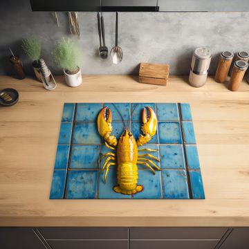 Protection plaque induction - Cancer - Jaune - Bleu - Carreaux