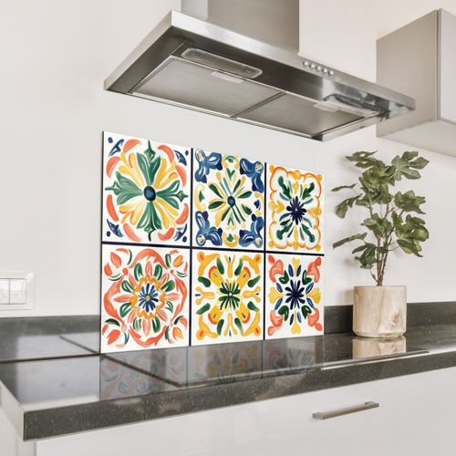 Fond de hotte - Espagnol - Carreaux - Céramique - Fleurs