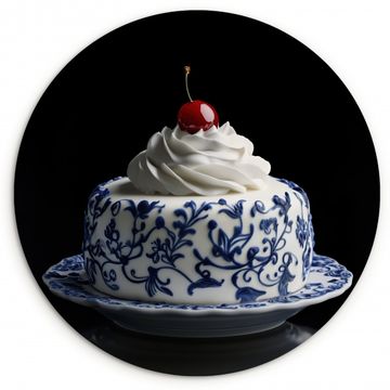 Gâteau - Crème fouettée - Cerise - Assiette - Bleu de Delft