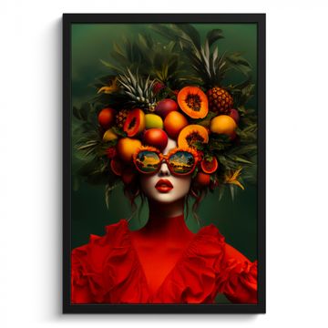 Cadre Photo - Femme - Fruits - Papaye - Ananas