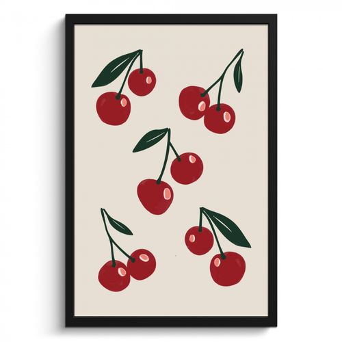 Cadre Photo - Cerises - Feuilles - Rouge