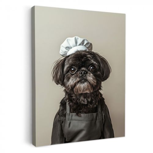 Tableau sur toile - Vêtements de chef - Noir - Chien