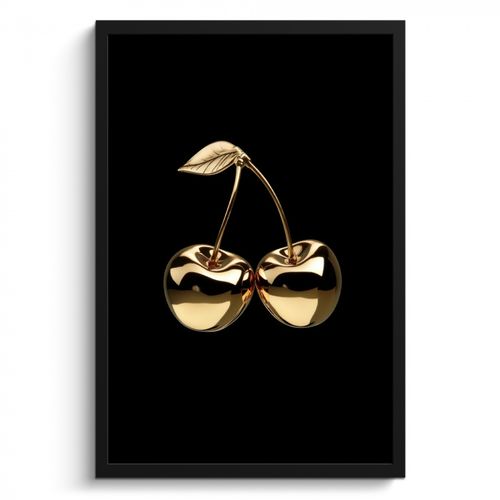 Cadre Photo - Cerisier - Noir - Or - Chrome