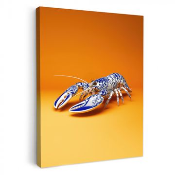 Tableau sur toile - Homard - Bleu de Delft - Bouclier - Dur - Orange