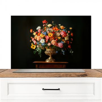 Fond de hotte - Or - Fleurs - Couleurs - Vase