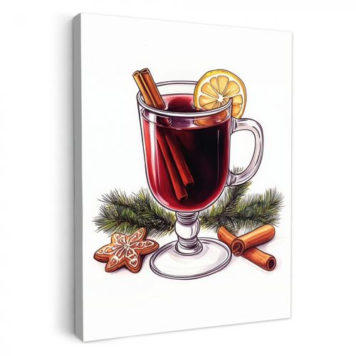Tableau sur toile - Vin - Boire - Gluhwein - Hiver - Illustration - Noël