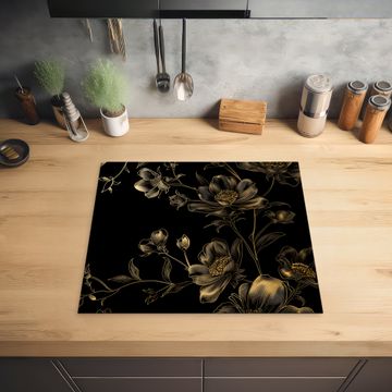 Protection plaque induction - Jardin de minuit en or monochrome