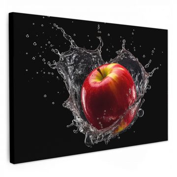Tableau sur toile - Pomme - Rouge - Eau - Noir - Fruit