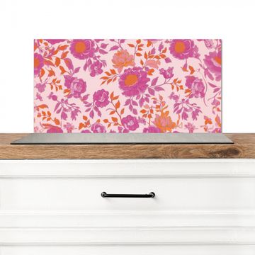 Fond de hotte - Motif floral - Rose - Orange - Fleurs
