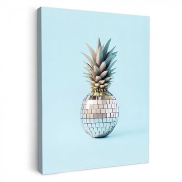 Tableau sur toile - Bleu - Ananas - Disco - Discoball