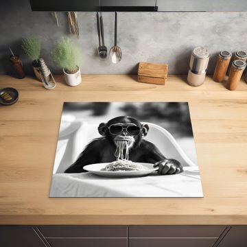 Protection plaque induction - Singe - Spaghetti - Lunettes de soleil - Noir et blanc - Cool - Animal