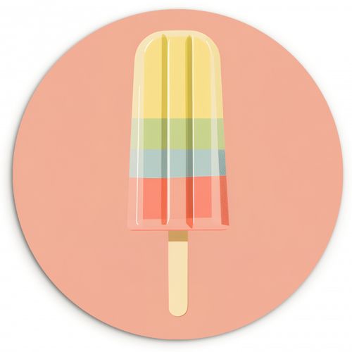 Tableau rond - Glace à l'eau - Teintes pastel - Minimaliste