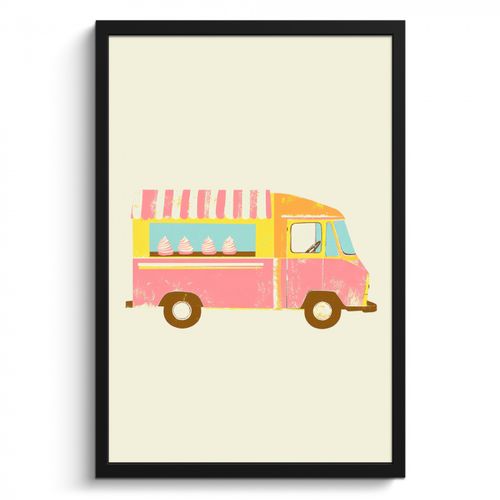 Cadre Photo - Chariot à glaces - Rétro - Glaces à l'italienne - Rose