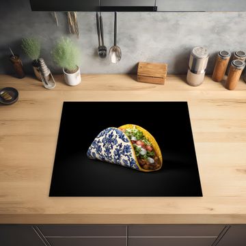 Protection plaque induction - Taco - Viande - Salade - Bleu de Delft - Motif