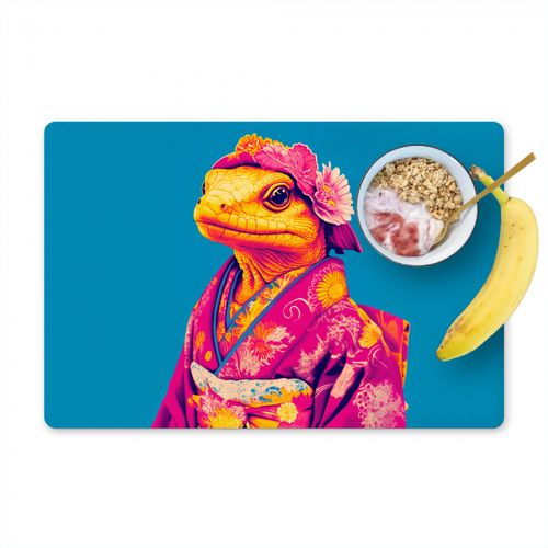 Sets de table - Couronne de fleurs - Lézard - Kimono - Violet