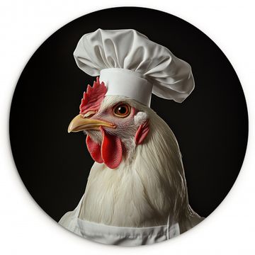 Tableau rond - Cuisson - Rouge - Poulet