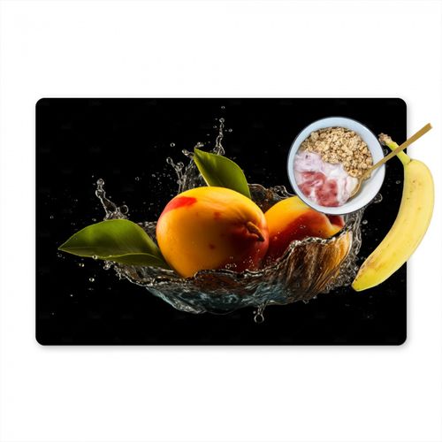 Sets de table - Mangue - Fruit - Eau - Noir - Feuille