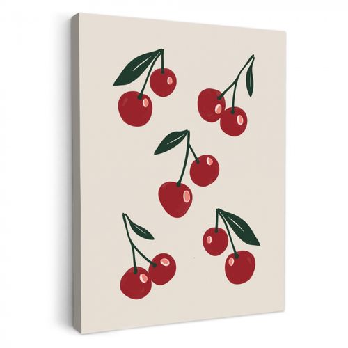 Tableau sur toile - Cerises - Feuilles - Rouge