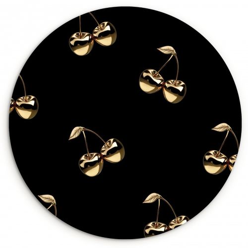 Tableau rond - Motif - Cerise - Or - Chrome